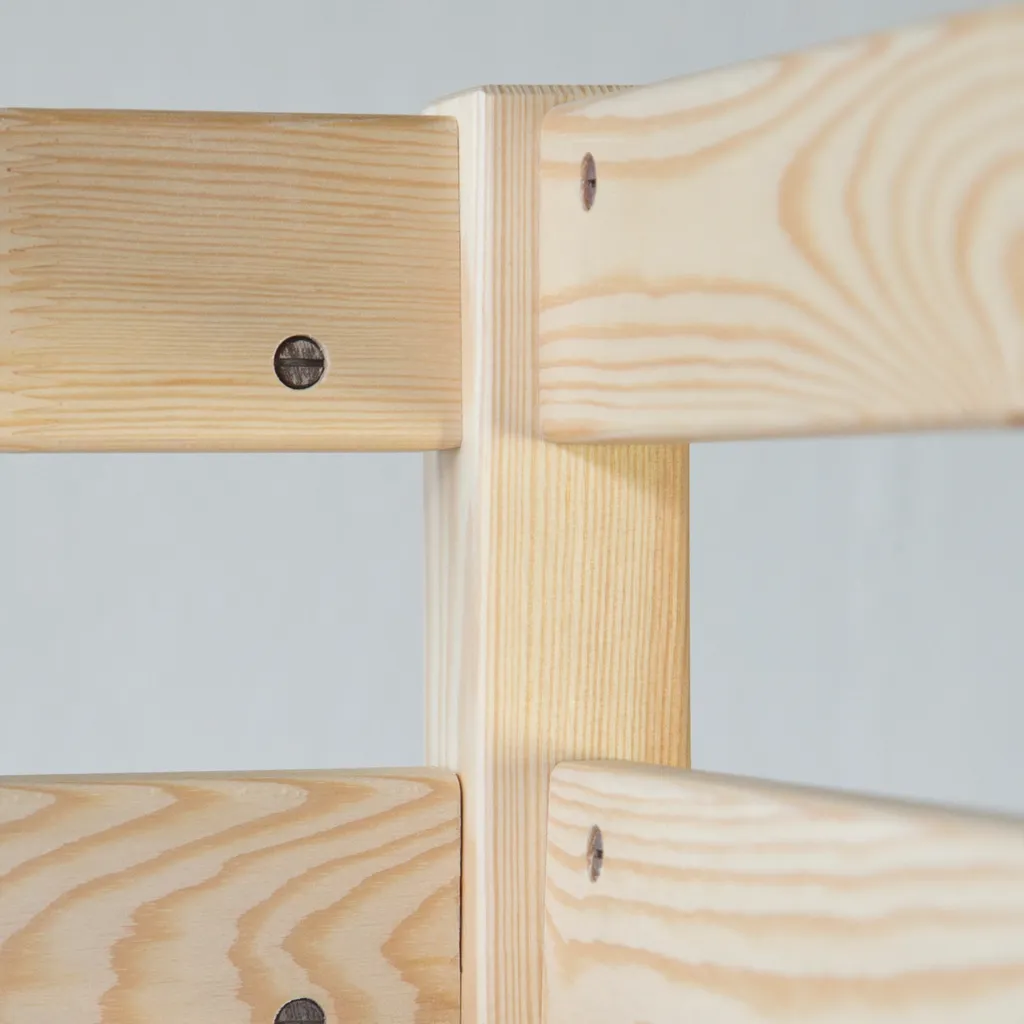 Homestyle4u 1930, Kinder Hochbett Mit Schreibtisch, Kinderbett 90x200 Cm Natur, Holz Kiefer – Bild 5