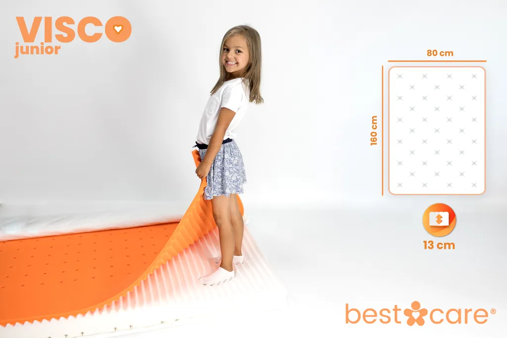 BestCare Visco Junior Kindermatratze Babymatratze Matratze Kaltschaummatratze 80x160 X13cm Viskoelastische Memory-Schaum Waschbarer Aloe Vera Bezug Standard 100 By – Bild 4