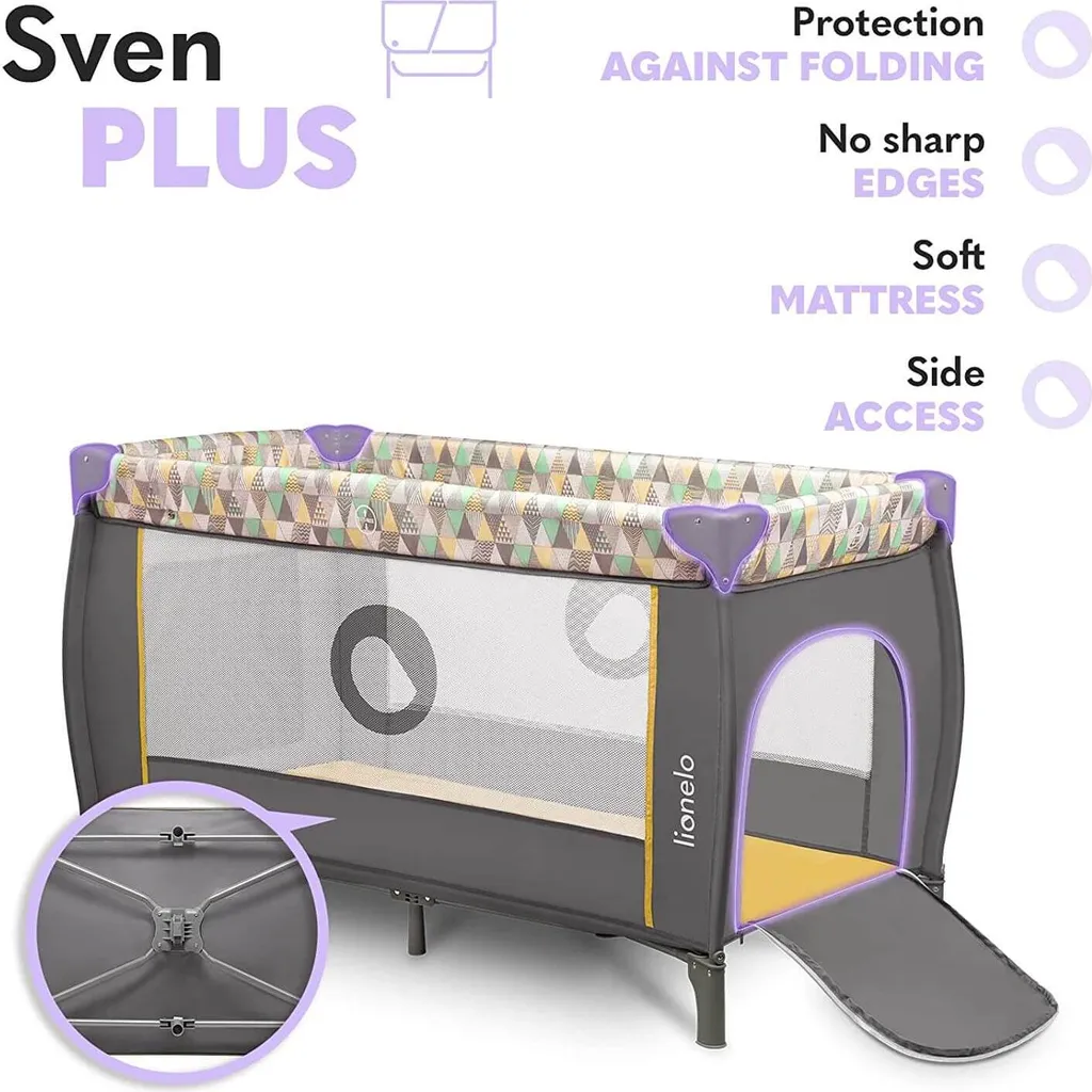 Lionelo Sven Plus In GELB Kinder Baby Reisebett Mit Wickeltisch Kinderbett Babybett Balachin Moskitonetz Urlaub Reise Laufstall Wickelauflage Spieluhr – Bild 20