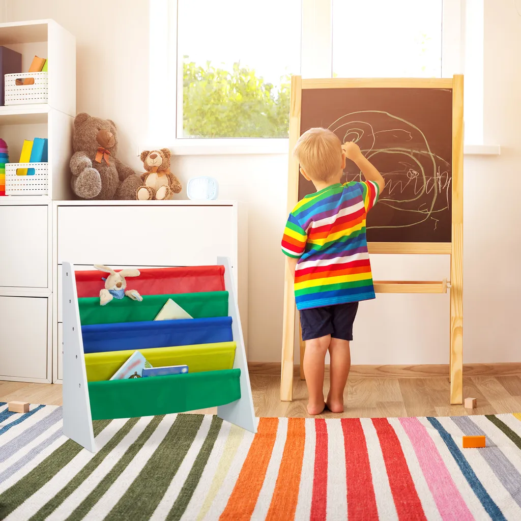 Relaxdays Bücherregal Für Kinder Mit Stofffächern – Bild 3