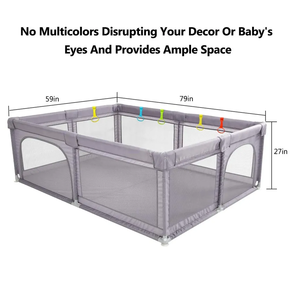 Dripex Laufstall Baby Laufgitter Absperrgitter Mit Atmungsaktivem Netz 150x200cm Schutzgitter Krabbelgitter Für Kinder, Große Sicherheitsspielplatz, Dunkel Grau – Bild 6
