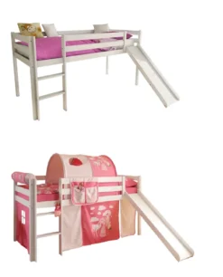 Rutschbett Joel Kiefer Massiv WeiĂź 90*200 Cm Nach Sicherheitsnorm EN 747-1 Und 747-2 Kinderzimmer Spiel Hochbett