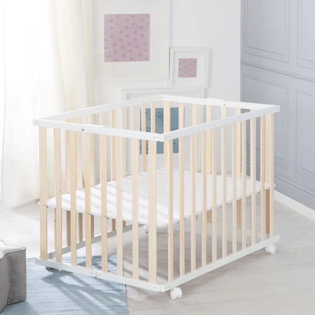 Roba Laufgitter Klappbar, Bicolor, 75x100 Cm, Platzsparendes Spielgitter Inkl. Rollen, Holz – Bild 8