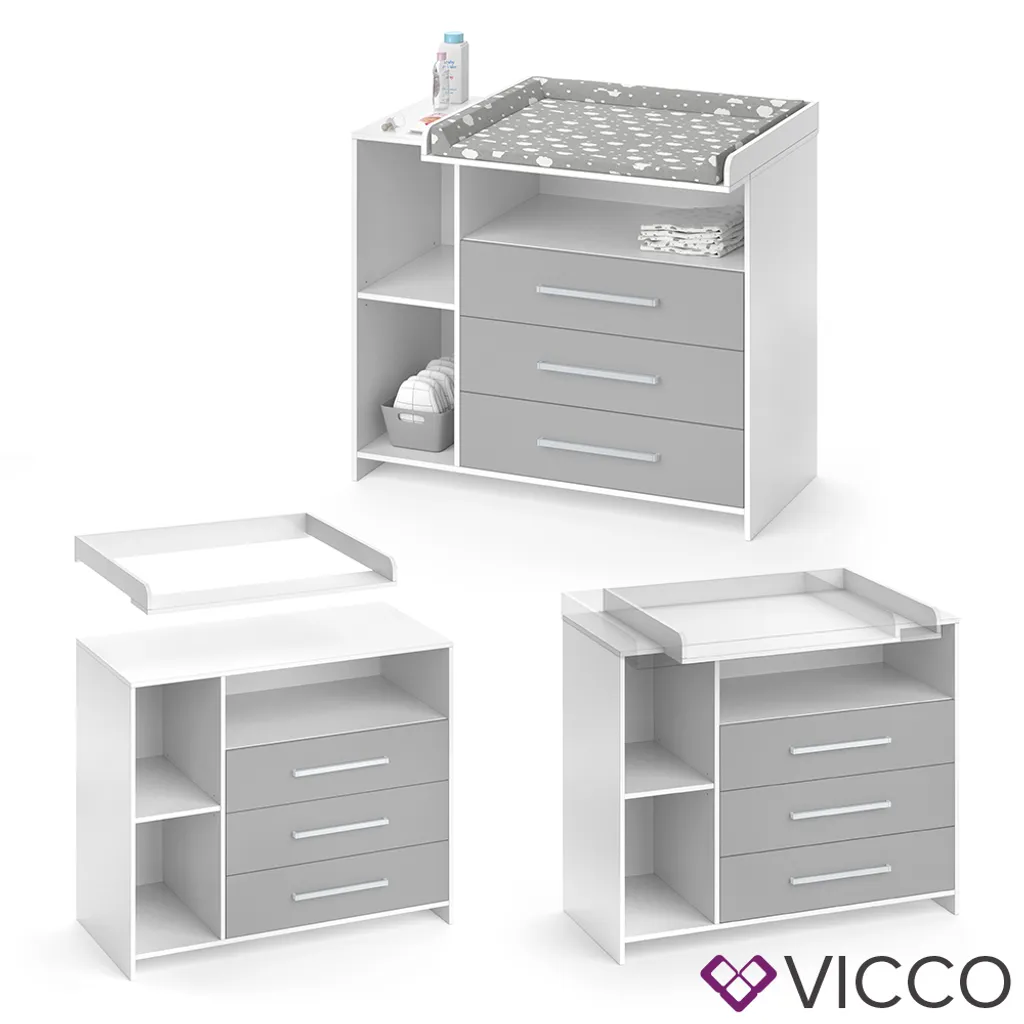 Vicco Wickelkommode Oskar Weiß Grau 113 X 100 X 53 Cm Holzwerkstoff – Bild 7