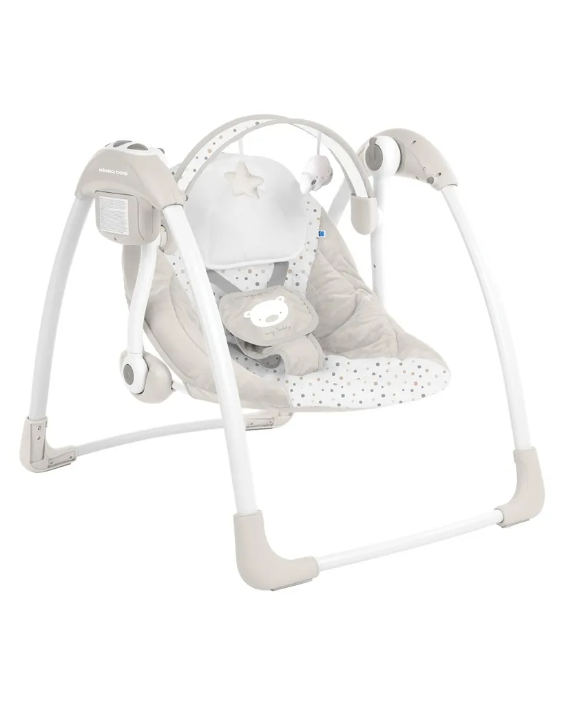Kikkaboo Babywippe Chillo Elektrisch, Schwingfunktion, Musikfunktion, Spielbogen Beige – Bild 2