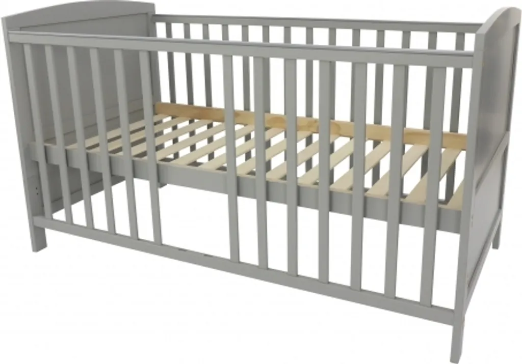 Puckdaddy Babybett Mika 140x70cm Grau Höhenverstellbar Mit Herausnehmbaren Sproßen – Bild 2