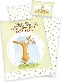 Herding Weißt Du Eigentlich, Wie Lieb Ich Dich Hab...? Baby Bettwäsche 40x60cm + 100x135cm, Baumwolle Mit Reißverschluss
