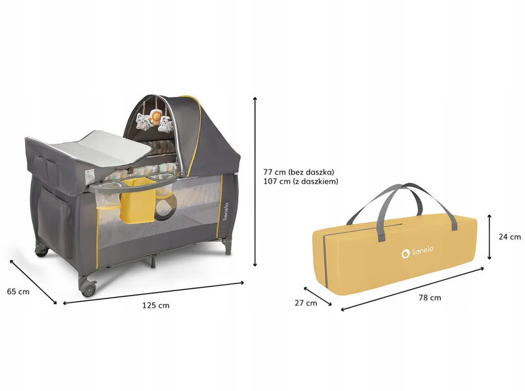 Lionelo Sven Plus In GELB Kinder Baby Reisebett Mit Wickeltisch Kinderbett Babybett Balachin Moskitonetz Urlaub Reise Laufstall Wickelauflage Spieluhr – Bild 16