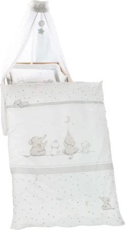 Roba Kinder-Bettgarnitur 4-tlg, 'Sternenzauber®', Bettset Mit Bettwäsche 100x135cm, Nestchen, Himmel