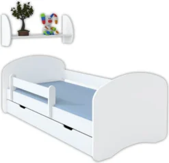 Jugendbett Kinderbett Komplett-Set Mit Matratze, Rausfallschutz, Bettkasten 160x80 Weiß