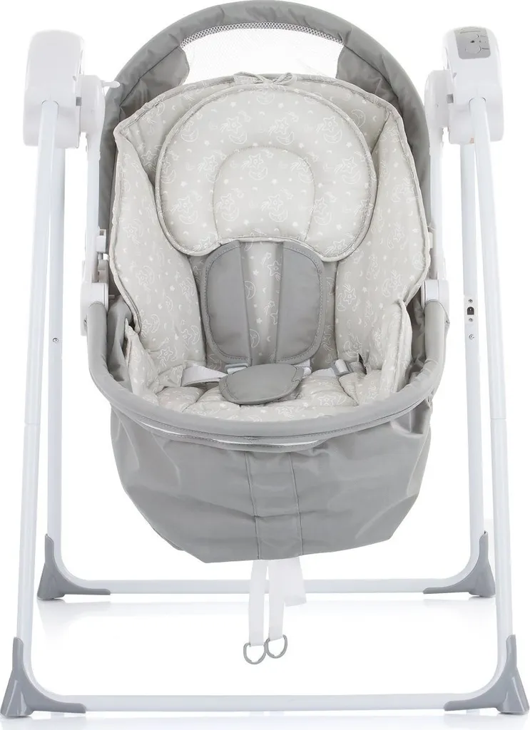 Chipolino Babywiege Gia Elektrisch Matratze, Musik, Kissen, Musik, Fernbedienung Grau – Bild 2