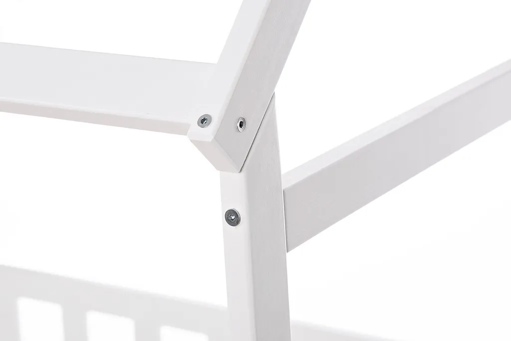 Kinderbett Hausbett Set 160×80 Mit Rausfallschutz Und Matratze Weiß Einzelbett – Bild 9