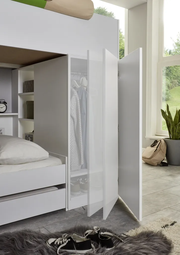 RELITA Etagenbett Sina Mit 2 Liegeflächen á 90 X 200 Cm, Inkl. Bodenplatten Als Auflage Für Die Matratzen, Inkl. Kleiderschrank (ohne Bettschublade) – Bild 4