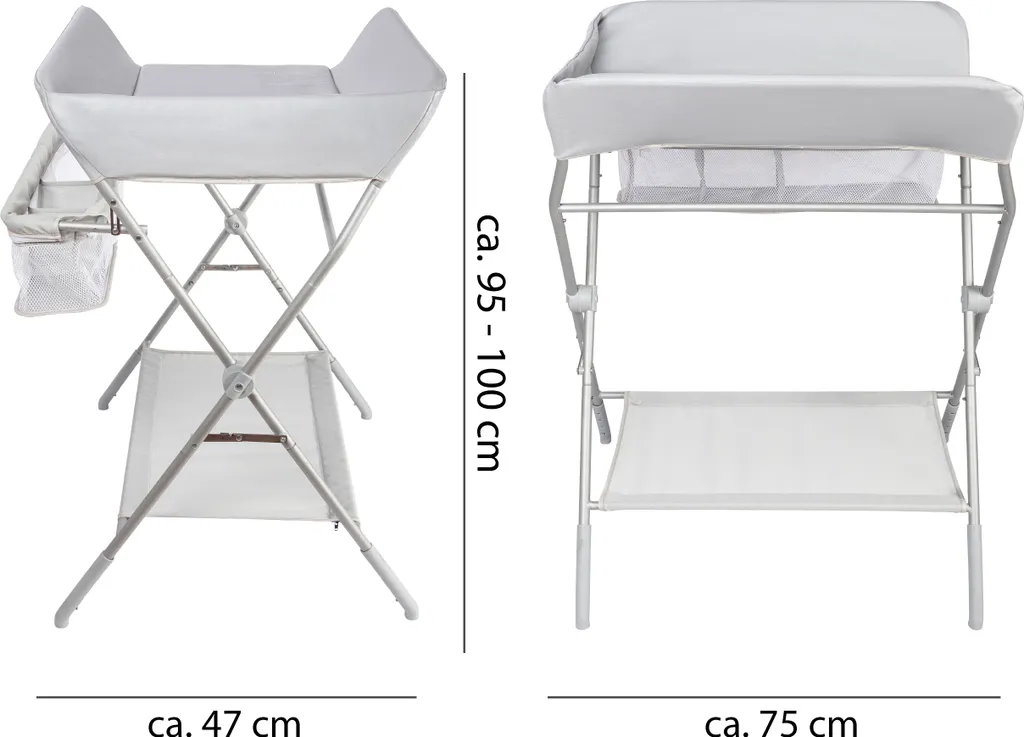 ONVAYA® Wickeltisch Klappbar | Wickelkommode Mit Auflage | Platzsparend & Mobil | Wickelkombination Mit Ablage Und Aufbewahrungskorb | Höhenverstellbar | Traglast Bis 15 Kg | Messleiste - Modell 2022 – Bild 2