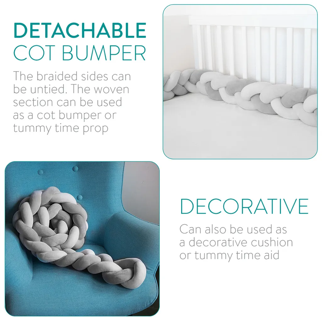 Navaris Baby Nest Für Säuglinge - Bettschlange Geflochten Mit Schlafunterlage - Babynest Mit Bettumrandung Zopf - Nestchen Kopfschutz - Babynest Geflochten – Bild 2