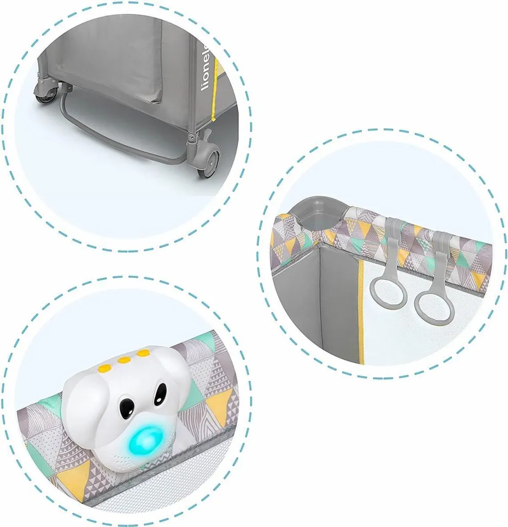 Lionelo Sven Plus In GELB Kinder Baby Reisebett Mit Wickeltisch Kinderbett Babybett Balachin Moskitonetz Urlaub Reise Laufstall Wickelauflage Spieluhr – Bild 4