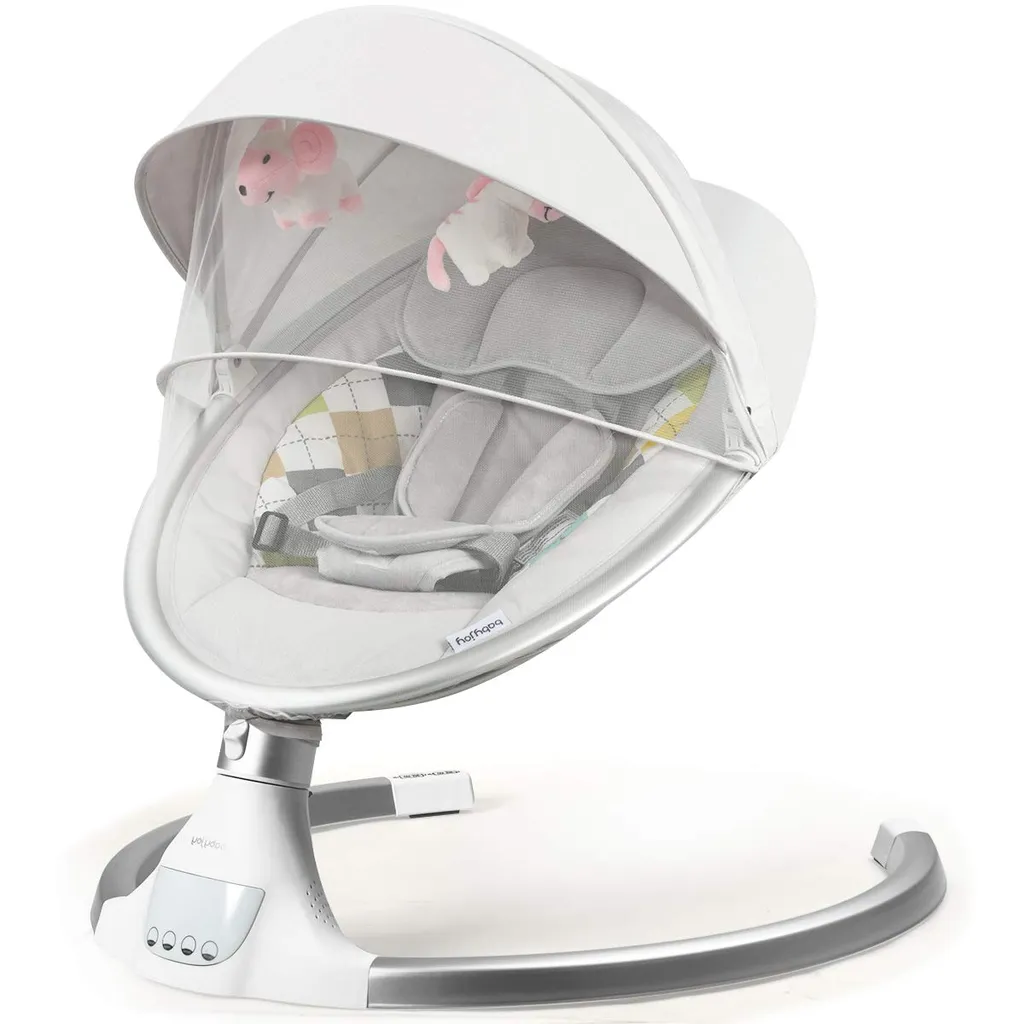COSTWAY Babywippe Elektrisch Mit Timer, Babyschaukel Babywiege Mit 5 Schwingungsamplituden Musik Und Bluetoothfunktion Beige