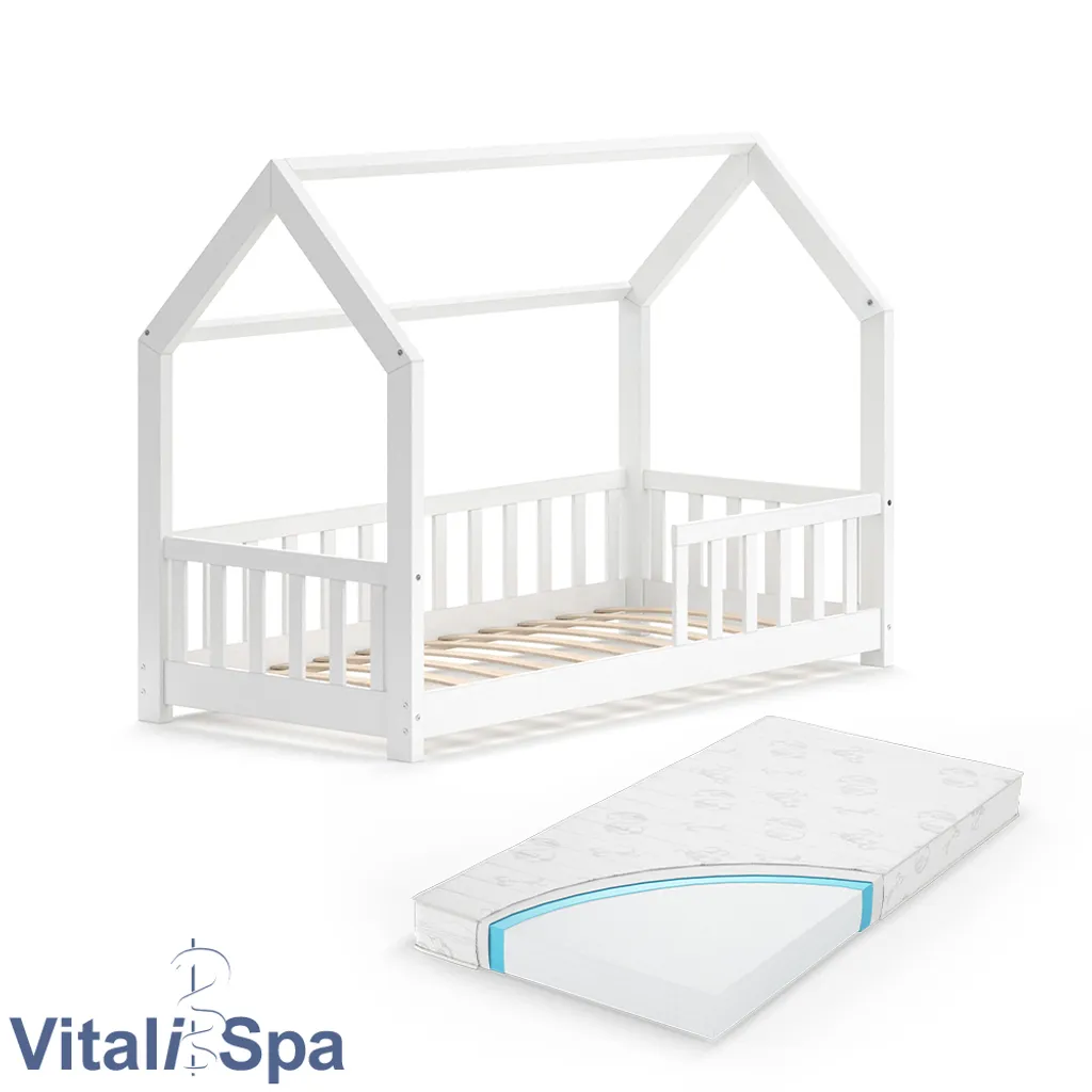 VitaliSpa Kinderbett Hausbett Spielbett Wiki 80x160cm Matratze Rausfallschutz – Bild 2
