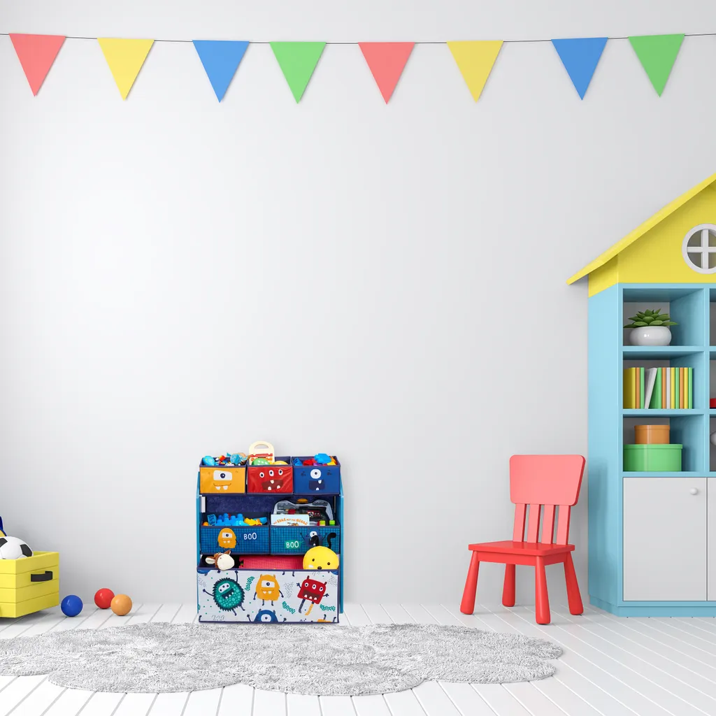 Relaxdays Kinderregal Mit Boxen Monster – Bild 2