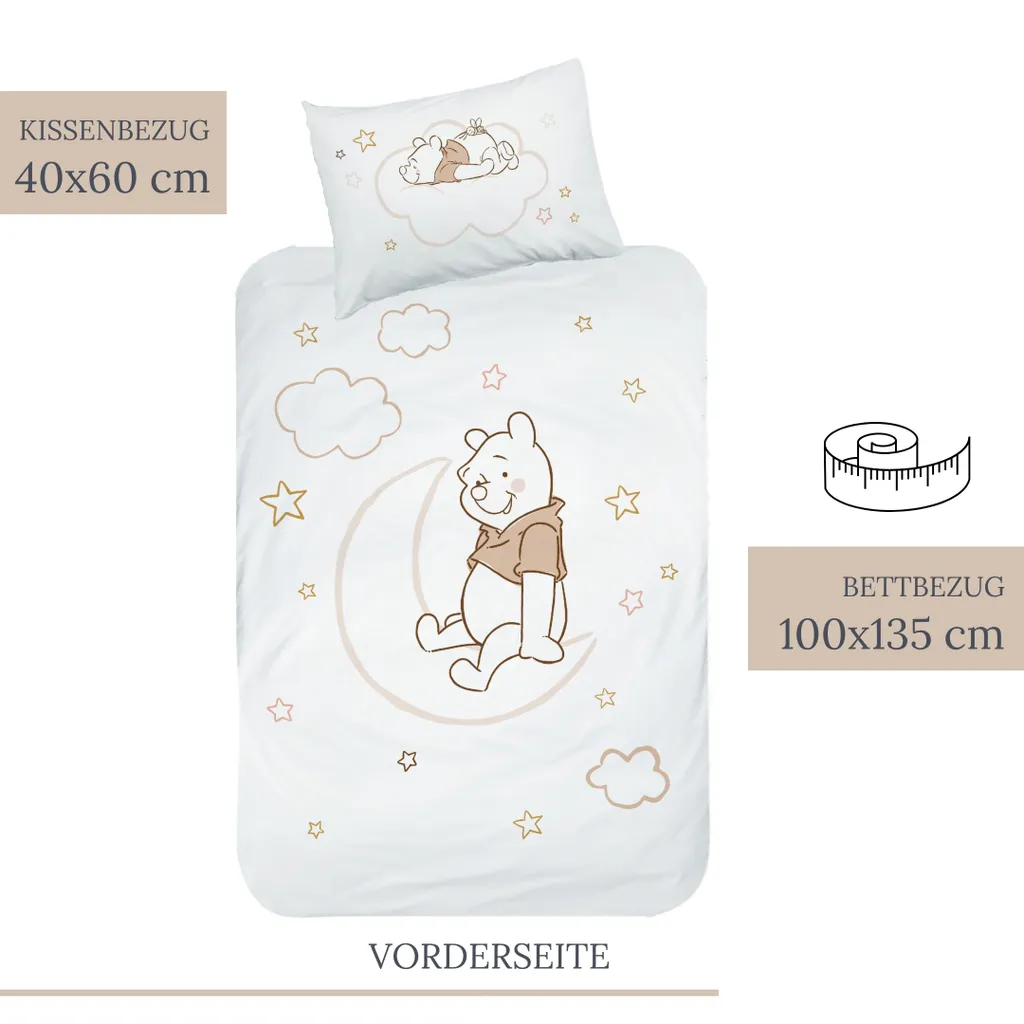 Disney Winnie Pooh Baby-Bettwäsche 40x60 Cm + 100x135 Cm · Winnie Puuh Kinder-Bettwäsche In Biber / Flanell - 100% Baumwolle – Bild 3