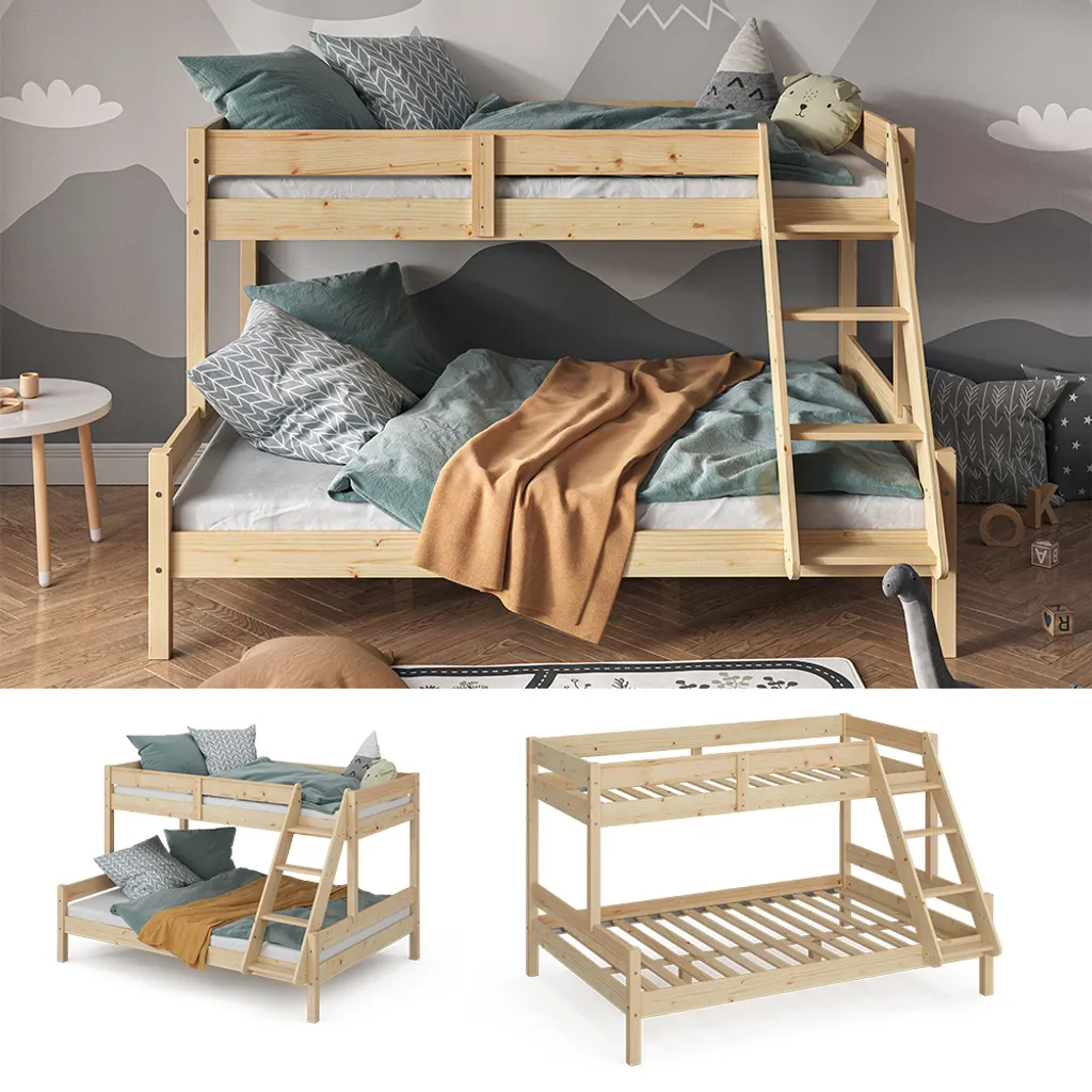 VitaliSpa Hochbett Everest Natur 140x200 Cm Massivholz