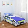 ACMA Jugendbett Kinderbett Auto-Bett Junior Cars Bett Komplett-Set Mit Matratze Lattenrost Und Rausfallschutz 160x80 Cm - Polizei -1 + NAME