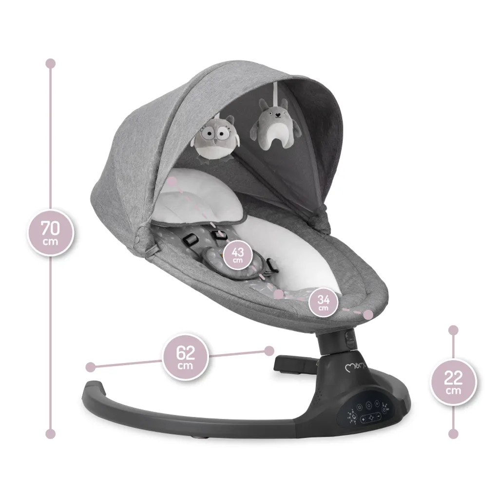 Babywippe Baby Schaukelstuhl Mit 5 Schwingungsamplituden Musik Timing Und Bluetoothfunktion Momi LAMI – Bild 8