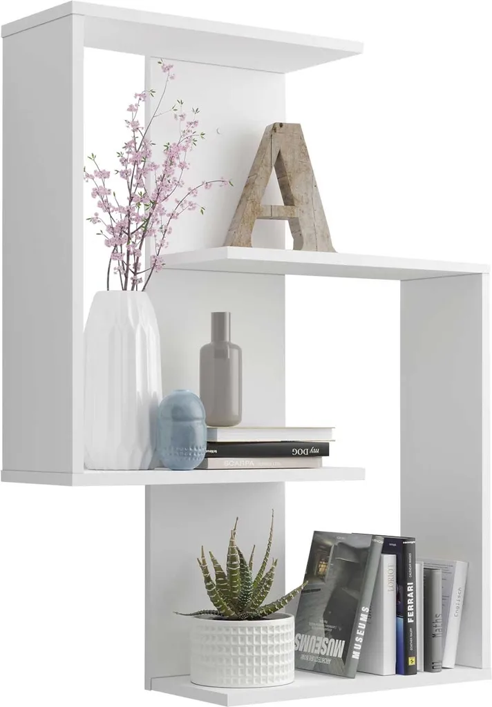 Wandregal - Weiß Matt - 65 X 20 Cm - Mit 4 Ablageflächen