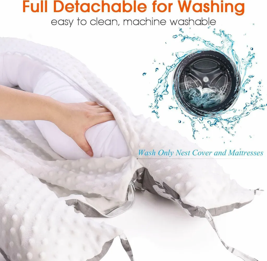 Topchances Kuschelnest Babynest Multifunktionales Nest Für Babys Säuglinge Reisebett, 100% Baumwolle Bionic Bett, Für 0-24 Monate Baby Und Säuglinge (Grau/Elefant) – Bild 8