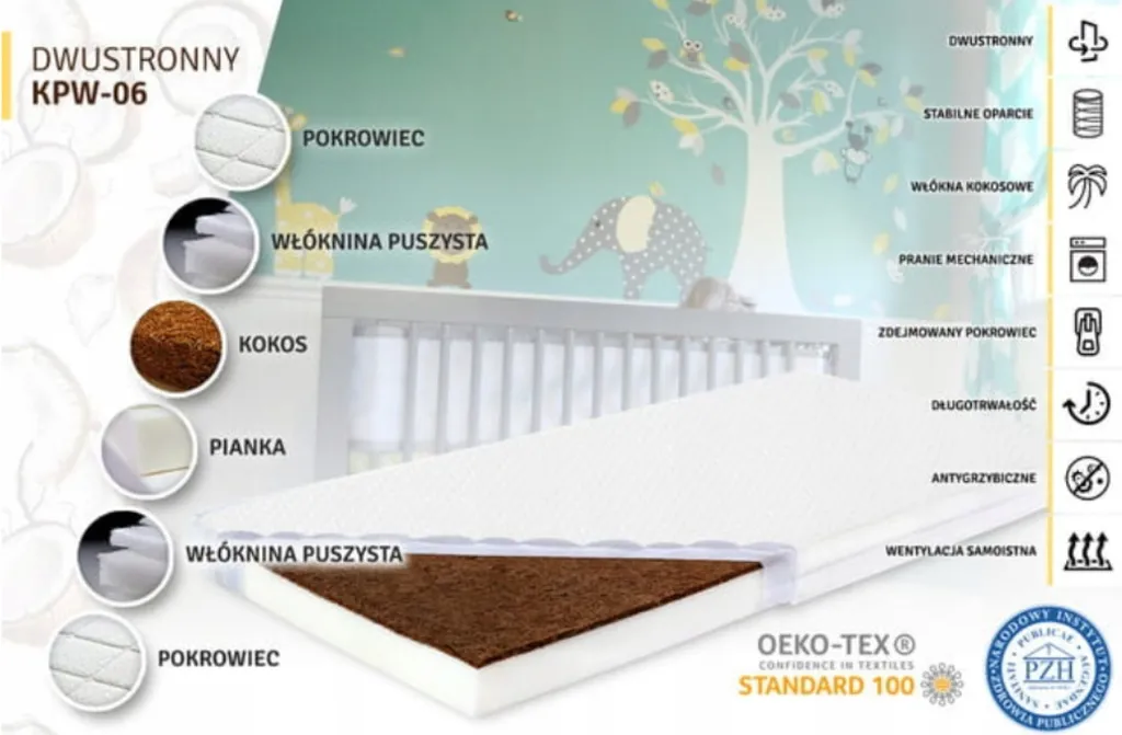 Babymatratze 120x60 Cm Schaum - Kokos - Vliesstoff / Tapi