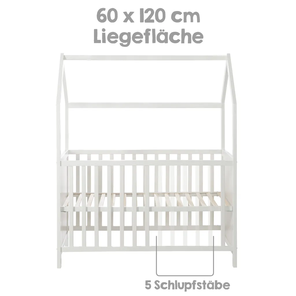 Roba Hausbett 60 X 120 Cm, Baby- & Beistellbett In Hausoptik, Taupe, 6-fach Verstellbar – Bild 4