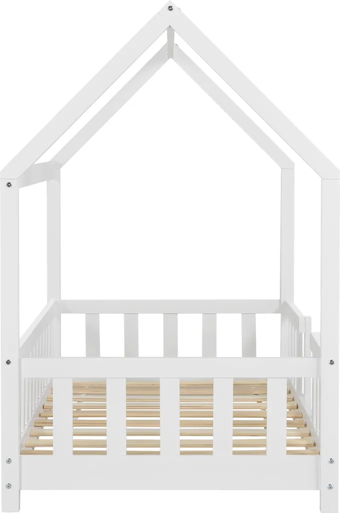 Kinderbett Sisimiut 70x140 Cm Hausbett Mit Rausfallschutz Bettenhaus Mit Lattenrost Kiefernholz Weiß – Bild 6
