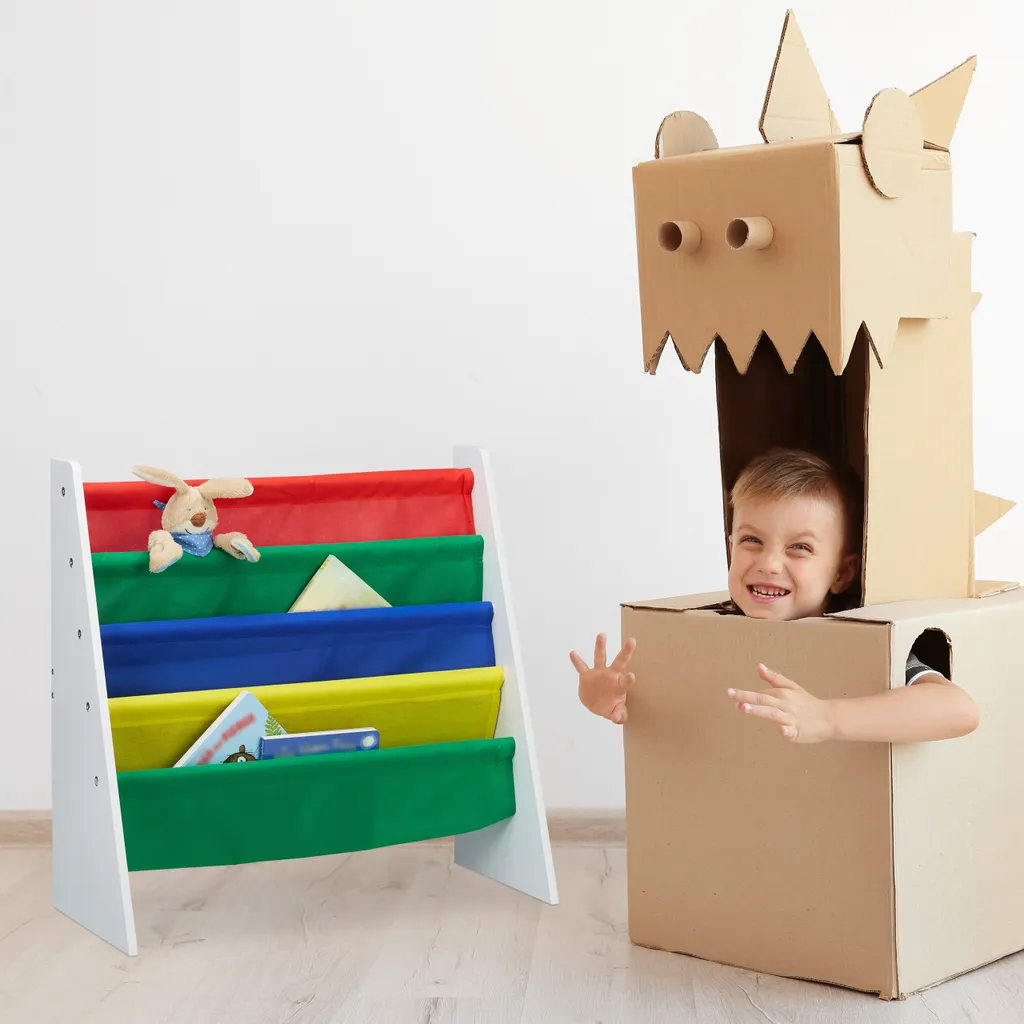 Relaxdays Bücherregal Für Kinder Mit Stofffächern – Bild 2