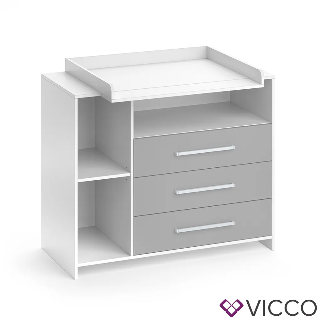 Vicco Wickelkommode Oskar Weiß Grau 113 X 100 X 53 Cm Holzwerkstoff – Bild 2