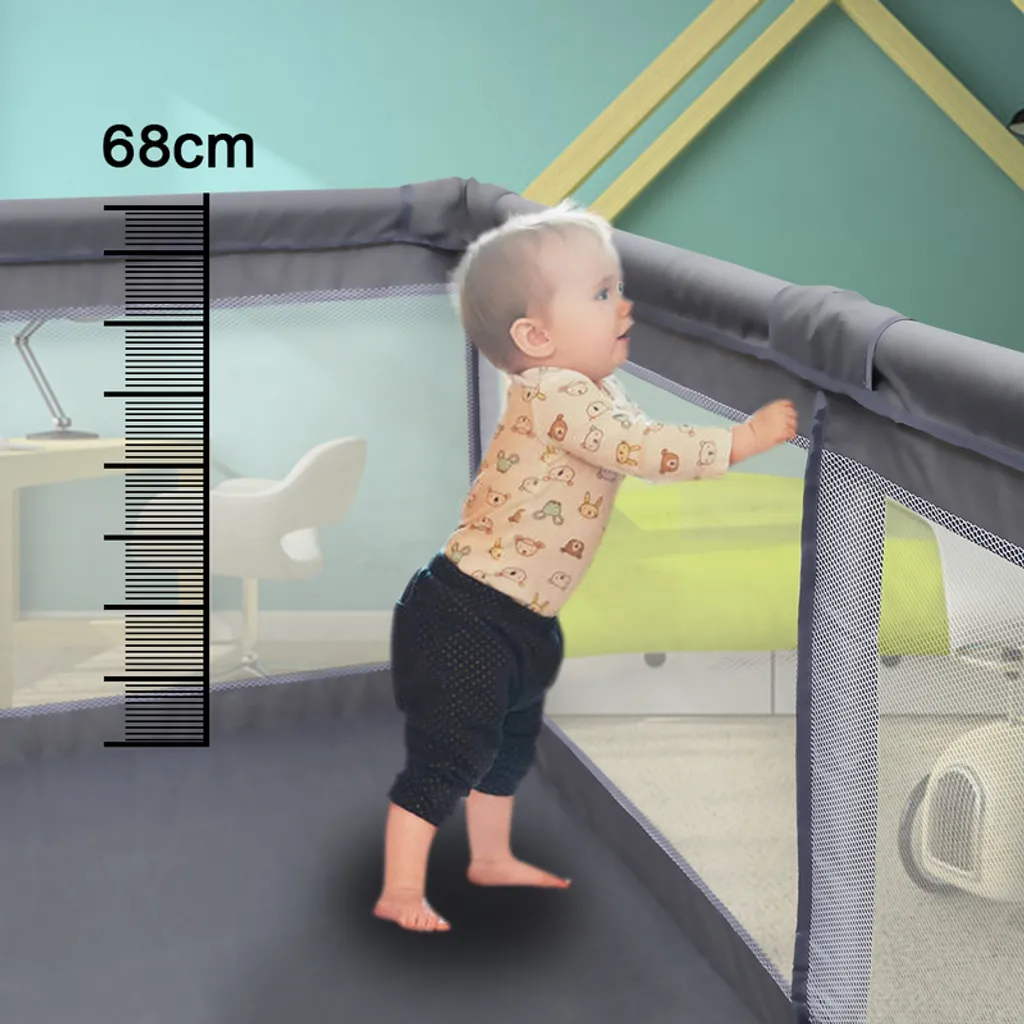 EINFEBEN Laufstall Baby Laufgitter Robuster Sicherheitsspielplatz Mit Superweichem, Atmungsaktivem Netz, Kinderzaun Für Säuglinge Kleinkinder Oxford – Bild 3