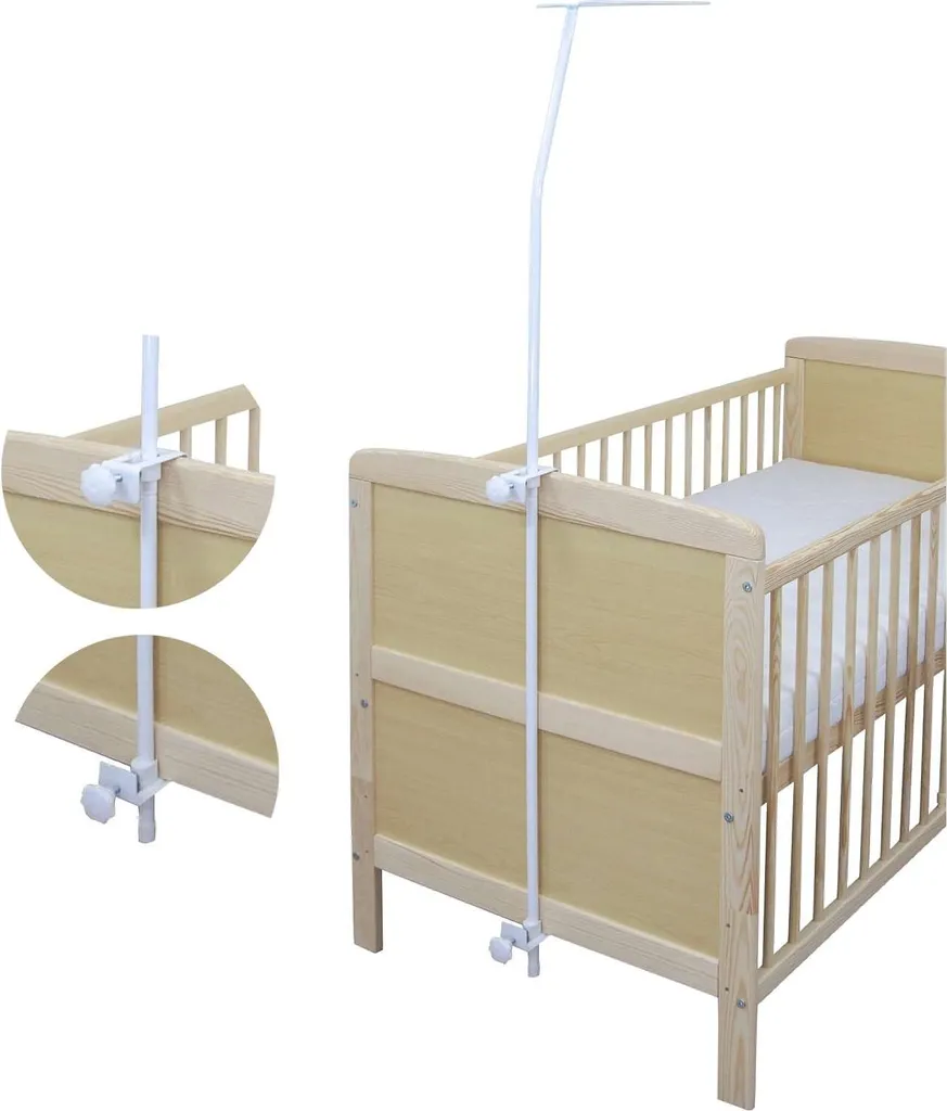 Himmelstange Himmelhalter Weiß Aus Metall Universal Für Babybett Kinderbett Gitterbett Wiege Beistellbett – Bild 2