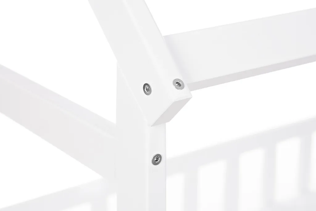 Kinderbett Hausbett Set 160×80 Mit Rausfallschutz Und Matratze Weiß Einzelbett – Bild 8