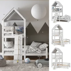 VitaliSpa Spielturmbett Teddy Weiß 208 X 235 X 108 Cm Massivholz