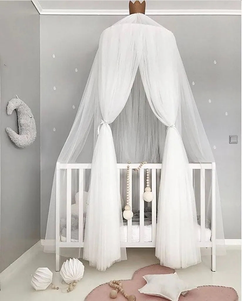 Deko Kinder Kinderzimmer Bett Moskitonetz Aus Tüll,weiß ,für Mädchen Und Jungen ,60 X 240 Cm