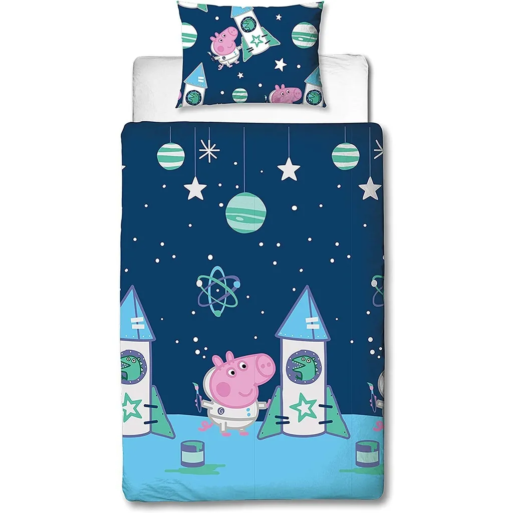 Peppa Pig - Bettwäsche-Set "Boom" SI866 (Einzelbett) (Blau/Pink)