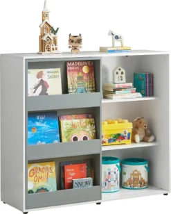 SoBuy KMB33-W Kinder Bücherregal Kinderregal Spielzeugregal Aufbewahrungsregal Für Kinder Schrank Sideboard BHT Ca.: 119x116x39cm
