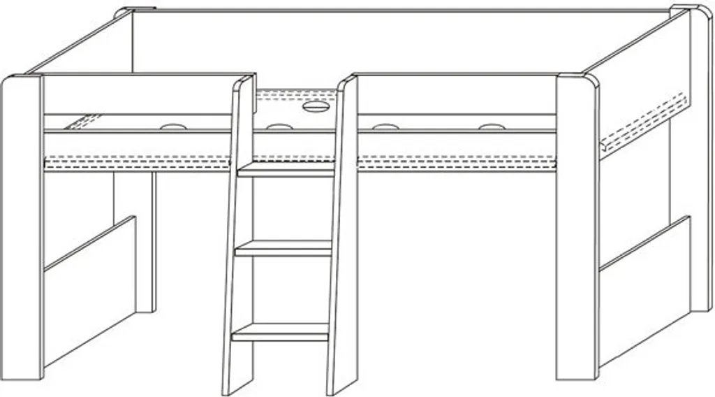 Hochbett Kombination Funky IV Mit Schreibtisch Und Kommode 90x200cm Weiß - Dunkelgrau – Bild 4