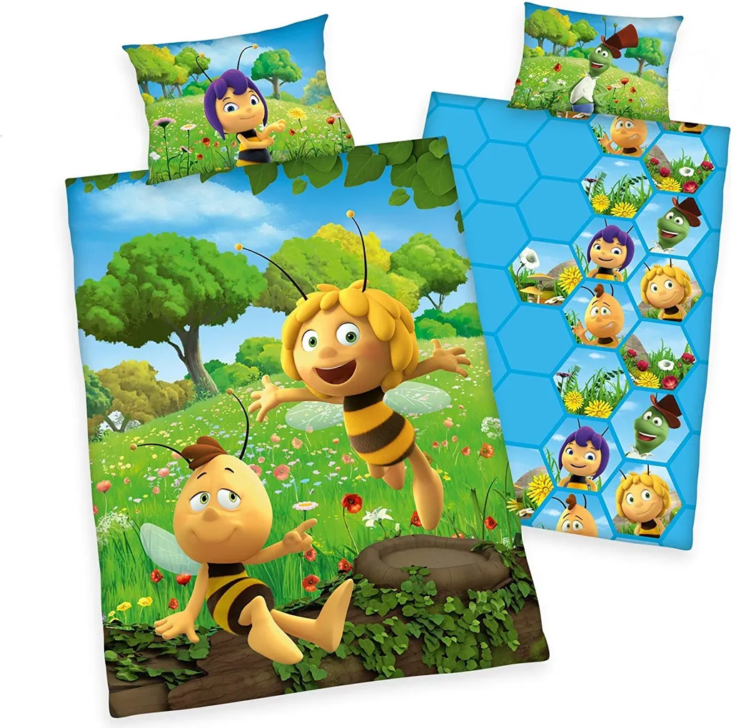 Herding Biene Maja Bettwäsche / Babybettwäsche / Kleinkinderbettwäsche, 100% Baumwolle ( Renforcé ), 40x60 + 100x135 Cm – Bild 2