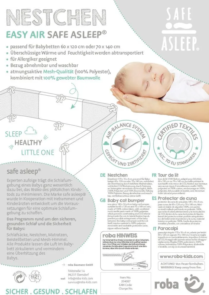 Roba Nestchen Safe Asleep® Easy Air 'miffy®', Luftzirkulierend, Nestchen Mit AIR-balance System – Bild 7