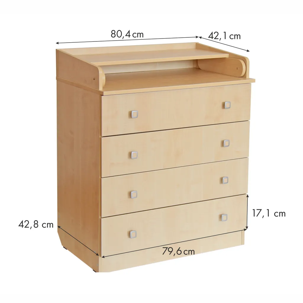 Baby Wickelkommode Simple Natur Ahorn Polini Kids – Bild 5