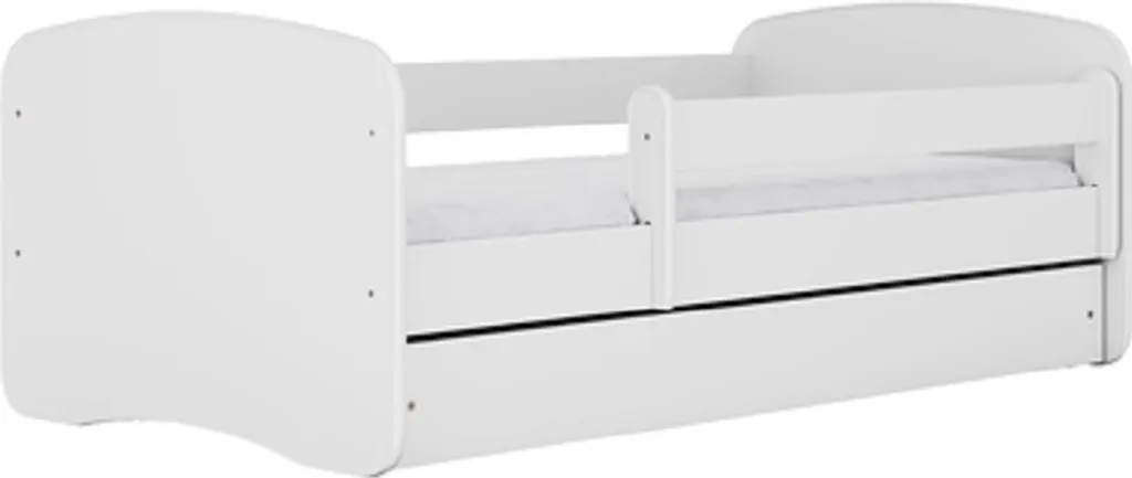 Kinderbett 180x80 Mit Rausfallschutz, Lattenrost & Schublade In Weiß 80 X 180 Mädchen Jungen Bett Skandi – Bild 2